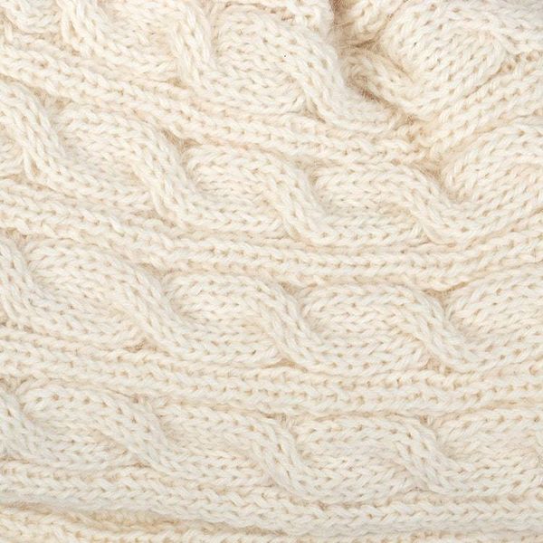 Alternate image for Peruvian Cable Knit Ivory 100 Alpaca Hat with a Pompon Andean Loops