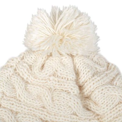 Alternate image for Peruvian Cable Knit Ivory 100 Alpaca Hat with a Pompon Andean Loops
