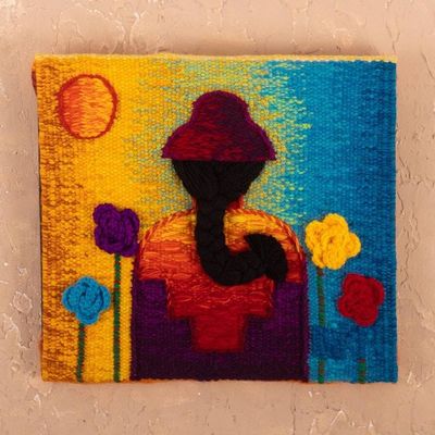 Alternate image for Alpaca Blend Hand Woven Tapestry of Indigenous Girl Indigenous Girl in Spring