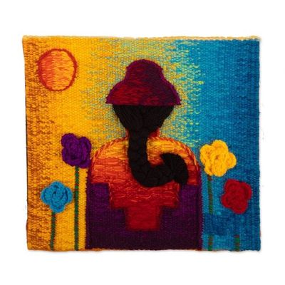 Alternate image for Alpaca Blend Hand Woven Tapestry of Indigenous Girl Indigenous Girl in Spring
