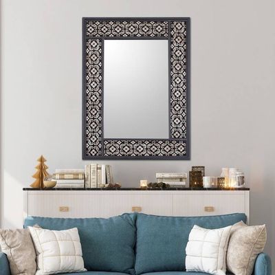 Primary image for Handcrafted Floral Wall Mirror Silver Blossoms