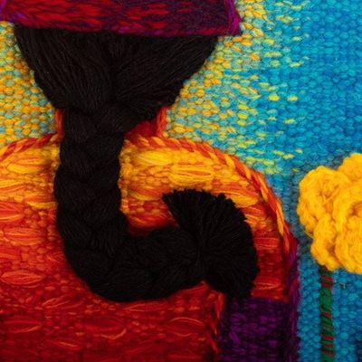 Alternate image for Alpaca Blend Hand Woven Tapestry of Indigenous Girl Indigenous Girl in Spring