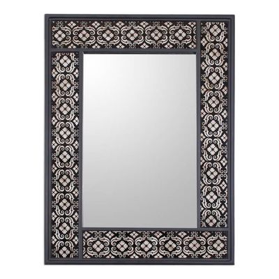 Alternate image for Handcrafted Floral Wall Mirror Silver Blossoms