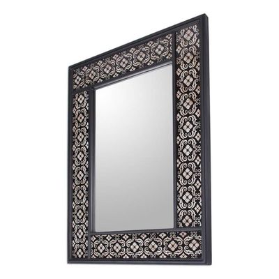 Alternate image for Handcrafted Floral Wall Mirror Silver Blossoms