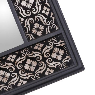 Alternate image for Handcrafted Floral Wall Mirror Silver Blossoms