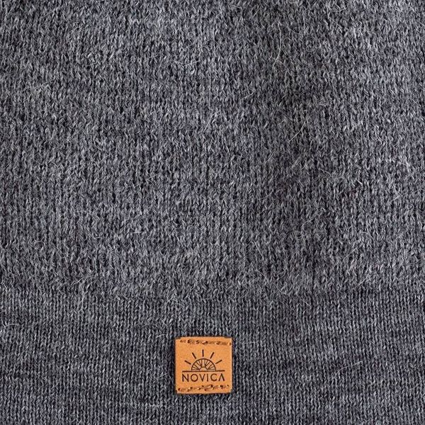 Alternate image for Unisex Soft Alpaca Blend Knit Hat in Slate Grey Slate Minds