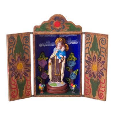 Alternate image for Hand Made Religious Wood Sculpture from Peru Our Lady of Mount Carmel