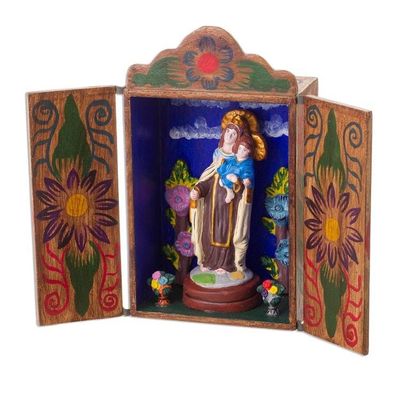 Alternate image for Hand Made Religious Wood Sculpture from Peru Our Lady of Mount Carmel