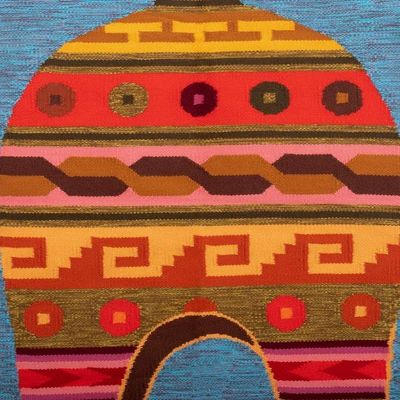 Alternate image for Handwoven Wool Wall Tapestry with Andean Chullo Hat Motif Chullo Hat
