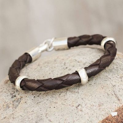 Alternate image for Mens leather bracelet Chankas Warrior in Dark Brown