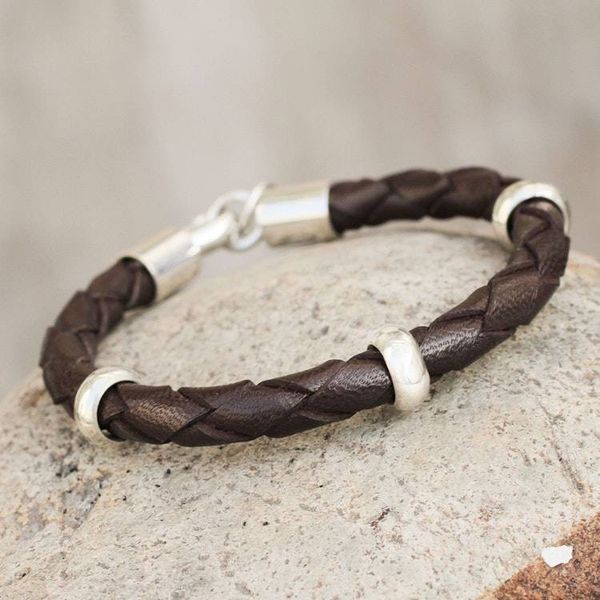 Alternate image for Mens leather bracelet Chankas Warrior in Dark Brown