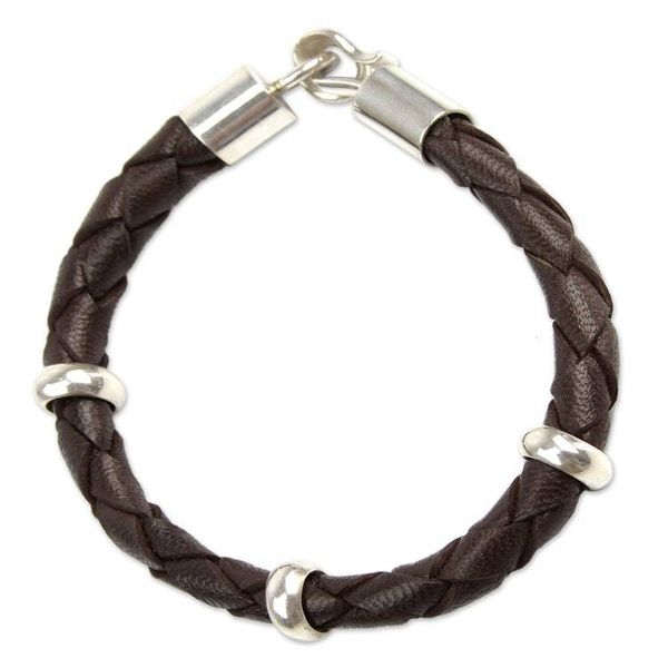 Alternate image for Mens leather bracelet Chankas Warrior in Dark Brown
