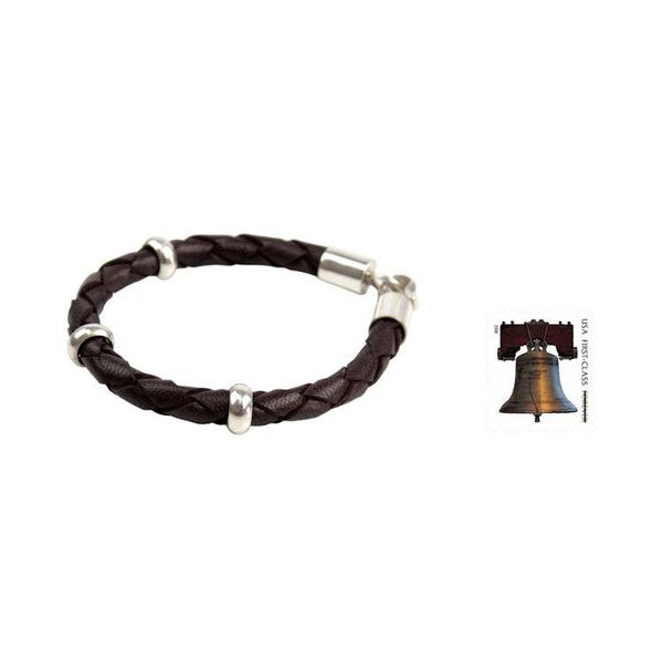 Alternate image for Mens leather bracelet Chankas Warrior in Dark Brown