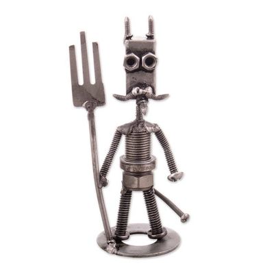 Alternate image for Devil-Themed Eco-Friendly Recycled Auto Part Figurine Mischievous Devil