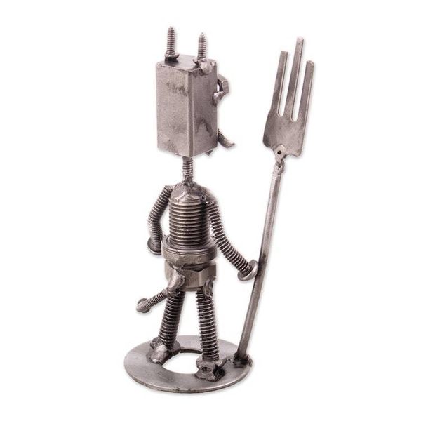 Alternate image for Devil-Themed Eco-Friendly Recycled Auto Part Figurine Mischievous Devil