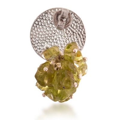 Alternate image for Peridot Silver Cluster Earrings with Brushed-Satin Finish Lime Enchantment