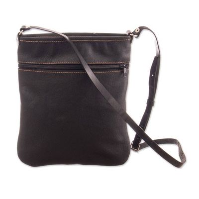 Alternate image for Adjustable 100 Leather Sling Bag in Brown with Llama Motif Andean Explorer
