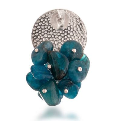 Alternate image for Brushed-Satin Finished Silver Apatite Cluster Earrings Teal Enchantment