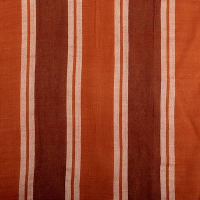 Alternate image for 100 Alpaca Shawl in Orange  Brown with Stripes and Fringes Striped Vibrancy