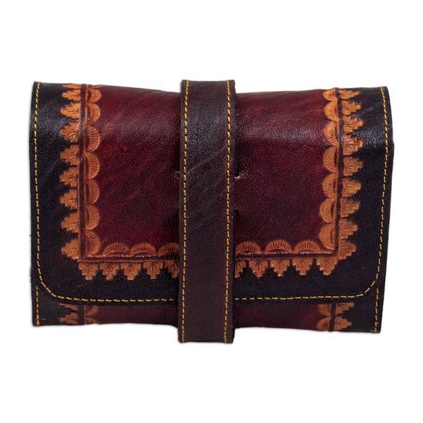 Alternate image for Artisan Crafted Leather Headphone Cable Organizer from Peru Always Prepared