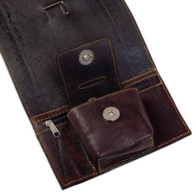 Alternate image for Artisan Crafted Leather Headphone Cable Organizer from Peru Always Prepared