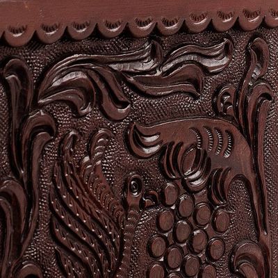 Alternate image for Embossed Mohena Wood and Leather Chest with Key Embossed Treasure