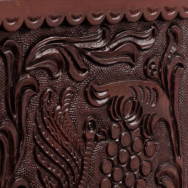 Alternate image for Embossed Mohena Wood and Leather Chest with Key Embossed Treasure