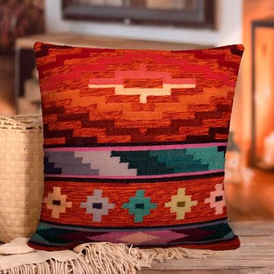 Primary image for Hand Loomed Wool Cushion Cover with Inca Chakana Cross Motif Harmonious Shapes