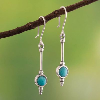 Primary image for Art Deco-Inspired Sterling Silver Amazonite Dangle Earrings Art Deco Vibrancy