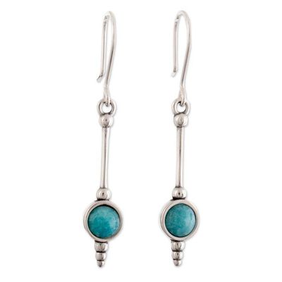 Alternate image for Art Deco-Inspired Sterling Silver Amazonite Dangle Earrings Art Deco Vibrancy