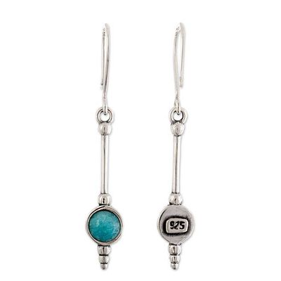 Alternate image for Art Deco-Inspired Sterling Silver Amazonite Dangle Earrings Art Deco Vibrancy