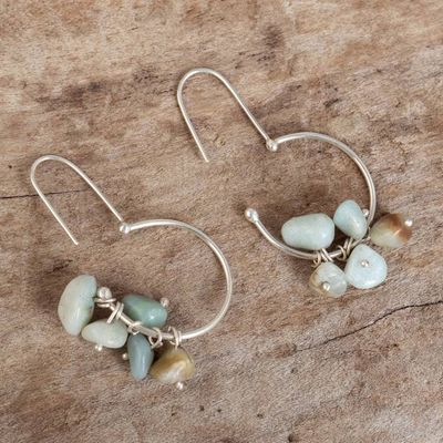 Alternate image for Handcrafted Natural Amazonite Dangle Earrings from Peru Wind Altar
