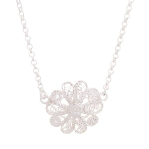 Alternate image for Handcrafted Sterling Silver Filigree Flower Pendant Necklace Exquisite Blossom