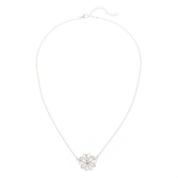 Alternate image for Handcrafted Sterling Silver Filigree Flower Pendant Necklace Exquisite Blossom