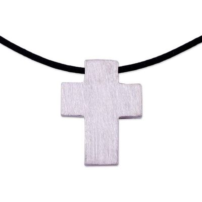 Alternate image for Mens Peruvian Cross Fine Silver Cord Necklace Southern Cross