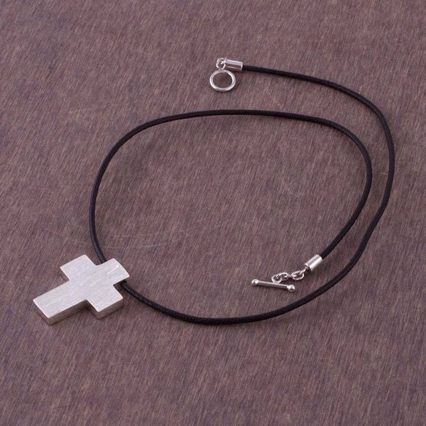 Alternate image for Mens Peruvian Cross Fine Silver Cord Necklace Southern Cross