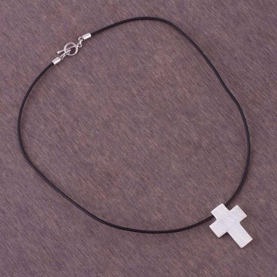 Alternate image for Mens Peruvian Cross Fine Silver Cord Necklace Southern Cross