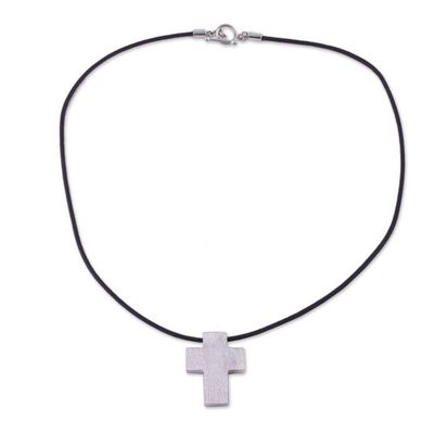 Alternate image for Mens Peruvian Cross Fine Silver Cord Necklace Southern Cross