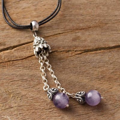 Alternate image for Purple Amethyst Gemstone Pendant Necklace from Peru Berry Pendulums