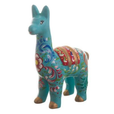 Alternate image for Handmade Aqua Llama Figurine Llama in Aqua