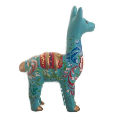 Alternate image for Handmade Aqua Llama Figurine Llama in Aqua