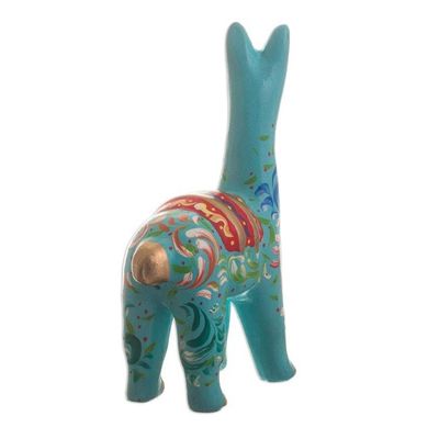 Alternate image for Handmade Aqua Llama Figurine Llama in Aqua