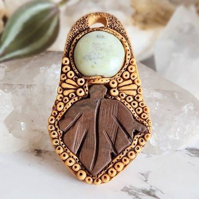 Alternate image for Green Marble and Mahogany Jasper Polymer Clay Pendant