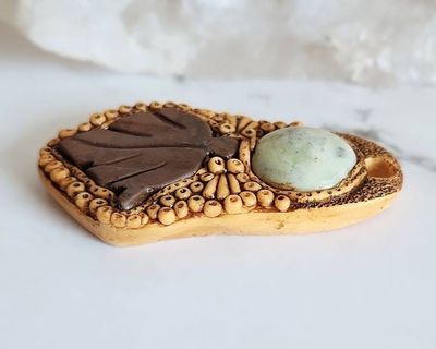 Alternate image for Green Marble and Mahogany Jasper Polymer Clay Pendant