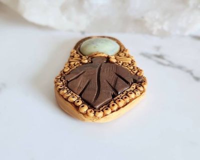 Alternate image for Green Marble and Mahogany Jasper Polymer Clay Pendant