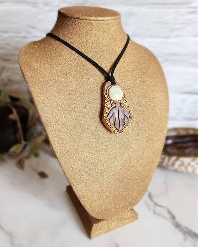 Alternate image for Green Marble and Mahogany Jasper Polymer Clay Pendant