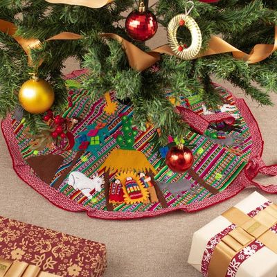 Alternate image for Multicolored Nativity-Themed Tree Skirt The Journey
