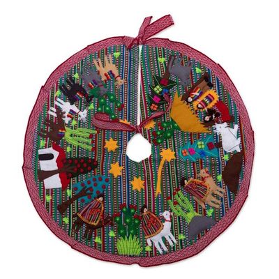 Alternate image for Multicolored Nativity-Themed Tree Skirt The Journey