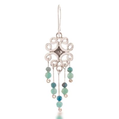 Alternate image for Floral-Themed Natural Amazonite Silver Chandelier Earrings Fabulous Flowers