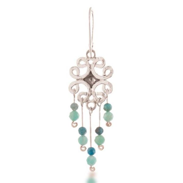 Alternate image for Floral-Themed Natural Amazonite Silver Chandelier Earrings Fabulous Flowers